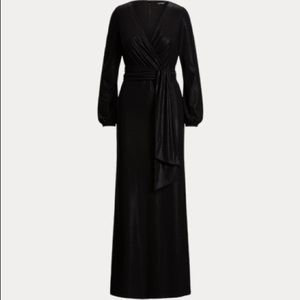 Ralph Lauren Foiled Jersey Long-Sleeve Gown